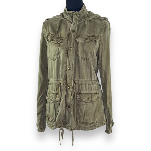 Max Jeans Wmns Army Hooded Utility Jacket w/Pockets Size M Army Green - Picture 1 of 13